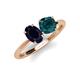 5 - Tanya Oval Shape Blue Sapphire & Cushion Shape London Blue Topaz 2 Stone Duo Ring 