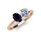 5 - Tanya Oval Shape Blue Sapphire & Cushion Shape Forever Brilliant Moissanite 2 Stone Duo Ring 