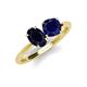 5 - Tanya Oval & Cushion Shape Blue Sapphire 2 Stone Duo Ring 