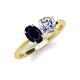 5 - Tanya Oval Shape Blue Sapphire & Cushion Shape GIA Certified Diamond 2 Stone Duo Ring 