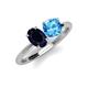 5 - Tanya Oval Shape Blue Sapphire & Cushion Shape Blue Topaz 2 Stone Duo Ring 