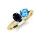 5 - Tanya Oval Shape Blue Sapphire & Cushion Shape Blue Topaz 2 Stone Duo Ring 