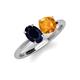 3 - Tanya Oval Shape Blue Sapphire & Cushion Shape Citrine 2 Stone Duo Ring 