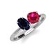 5 - Tanya Oval Shape Blue Sapphire & Cushion Shape Ruby 2 Stone Duo Ring 