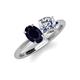 3 - Tanya Oval Shape Blue Sapphire & Cushion Shape Forever One Moissanite 2 Stone Duo Ring 