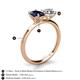 4 - Tanya Oval Shape Blue Sapphire & Cushion Shape Forever One Moissanite 2 Stone Duo Ring 