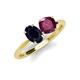 5 - Tanya Oval Shape Blue Sapphire & Cushion Shape Rhodolite Garnet 2 Stone Duo Ring 