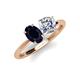 5 - Tanya Oval Shape Blue Sapphire & Cushion Shape IGI Certified Lab Grown Diamond 2 Stone Duo Ring 