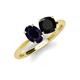 5 - Tanya Oval Shape Blue Sapphire & Cushion Shape Black Onyx 2 Stone Duo Ring 