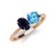5 - Tanya Oval Shape Blue Sapphire & Cushion Shape Blue Topaz 2 Stone Duo Ring 