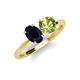 5 - Tanya Oval Shape Blue Sapphire & Cushion Shape Peridot 2 Stone Duo Ring 