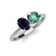 3 - Tanya Oval Shape Blue Sapphire & Cushion Shape Lab Created Alexandrite 2 Stone Duo Ring 