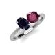 5 - Tanya Oval Shape Blue Sapphire & Cushion Shape Rhodolite Garnet 2 Stone Duo Ring 