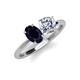 5 - Tanya Oval Shape Blue Sapphire & Cushion Shape GIA Certified Diamond 2 Stone Duo Ring 