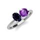 5 - Tanya Oval Shape Blue Sapphire & Cushion Shape Amethyst 2 Stone Duo Ring 