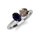 3 - Tanya Oval Shape Blue Sapphire & Cushion Shape Smoky Quartz 2 Stone Duo Ring 