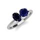 5 - Tanya Oval & Cushion Shape Blue Sapphire 2 Stone Duo Ring 