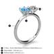 4 - Tanya Oval Shape Blue Topaz & Cushion Shape GIA Certified Diamond 2 Stone Duo Ring 