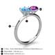 4 - Tanya Oval Shape Blue Topaz & Cushion Shape Amethyst 2 Stone Duo Ring 