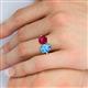 5 - Tanya Oval Shape Blue Topaz & Cushion Shape Ruby 2 Stone Duo Ring 