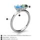 4 - Tanya Oval Shape Blue Topaz & Cushion Shape Lab Created Alexandrite 2 Stone Duo Ring 