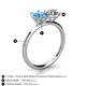 4 - Tanya Oval Shape Blue Topaz & Cushion Shape Forever One Moissanite 2 Stone Duo Ring 
