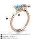 4 - Tanya Oval Shape Blue Topaz & Cushion Shape Forever One Moissanite 2 Stone Duo Ring 