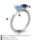 4 - Tanya Oval Shape Blue Topaz & Cushion Shape Blue Sapphire 2 Stone Duo Ring 