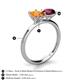 4 - Tanya Oval Shape Citrine & Cushion Shape Rhodolite Garnet 2 Stone Duo Ring 