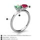 4 - Tanya Oval Shape Lab Created Alexandrite & Cushion Shape Ruby 2 Stone Duo Ring 