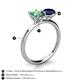4 - Tanya Oval Shape Lab Created Alexandrite & Cushion Shape Blue Sapphire 2 Stone Duo Ring 