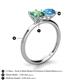 4 - Tanya Oval Shape Lab Created Alexandrite & Cushion Shape Blue Topaz 2 Stone Duo Ring 