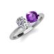 3 - Tanya Oval Shape GIA Certified Diamond & Cushion Shape Amethyst 2 Stone Duo Ring 