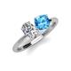 3 - Tanya Oval Shape GIA Certified Diamond & Cushion Shape Blue Topaz 2 Stone Duo Ring 