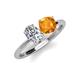 3 - Tanya Oval Shape GIA Certified Diamond & Cushion Shape Citrine 2 Stone Duo Ring 