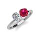 3 - Tanya Oval Shape GIA Certified Diamond & Cushion Shape Ruby 2 Stone Duo Ring 