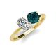 3 - Tanya Oval Shape GIA Certified Diamond & Cushion Shape London Blue Topaz 2 Stone Duo Ring 