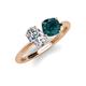 3 - Tanya Oval Shape GIA Certified Diamond & Cushion Shape London Blue Topaz 2 Stone Duo Ring 