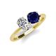 3 - Tanya Oval Shape GIA Certified Diamond & Cushion Shape Blue Sapphire 2 Stone Duo Ring 