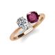 3 - Tanya Oval Shape GIA Certified Diamond & Cushion Shape Rhodolite Garnet 2 Stone Duo Ring 