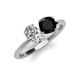 3 - Tanya Oval Shape GIA Certified Diamond & Cushion Shape Black Onyx 2 Stone Duo Ring 