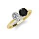 3 - Tanya Oval Shape GIA Certified Diamond & Cushion Shape Black Onyx 2 Stone Duo Ring 