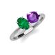 5 - Tanya Oval Shape Emerald & Cushion Shape Amethyst 2 Stone Duo Ring 
