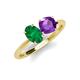 5 - Tanya Oval Shape Emerald & Cushion Shape Amethyst 2 Stone Duo Ring 