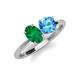 5 - Tanya Oval Shape Emerald & Cushion Shape Blue Topaz 2 Stone Duo Ring 