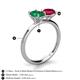 4 - Tanya Oval Shape Emerald & Cushion Shape Ruby 2 Stone Duo Ring 