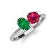 5 - Tanya Oval Shape Emerald & Cushion Shape Ruby 2 Stone Duo Ring 