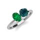 5 - Tanya Oval Shape Emerald & Cushion Shape London Blue Topaz 2 Stone Duo Ring 