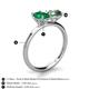 4 - Tanya Oval Shape Emerald & Cushion Shape Lab Created Alexandrite 2 Stone Duo Ring 