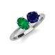 5 - Tanya Oval Shape Emerald & Cushion Shape Blue Sapphire 2 Stone Duo Ring 